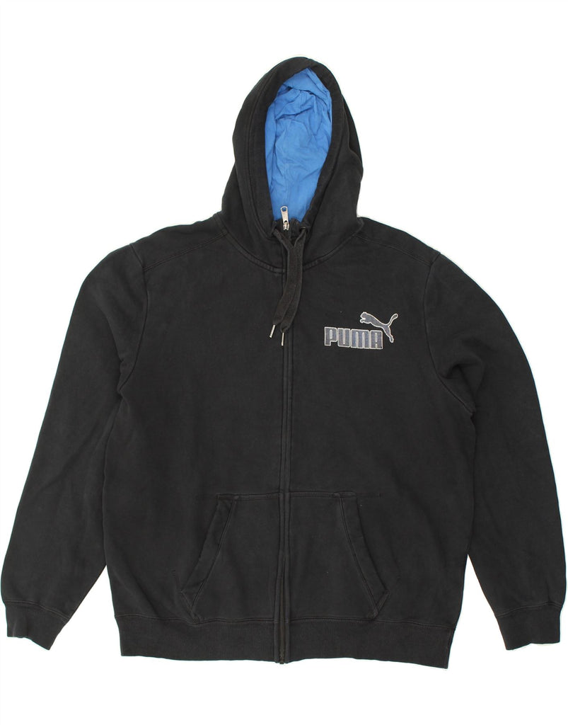 PUMA Mens Zip Hoodie Sweater XL Black Cotton | Vintage Puma | Thrift | Second-Hand Puma | Used Clothing | Messina Hembry 