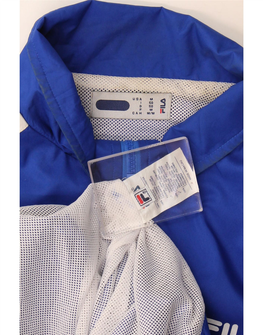 Fila Mens Rain Jacket UK 38 Medium Blue Colourblock Polyester