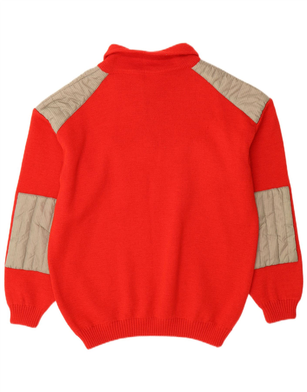 Volkl Mens Zip Neck Jumper Sweater IT 52 Large Red Colourblock Wool