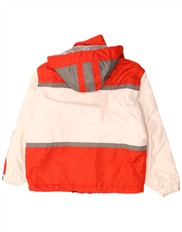 Vintage Mens Hooded Ski Jacket IT 50 Large Red Colourblock Polyester