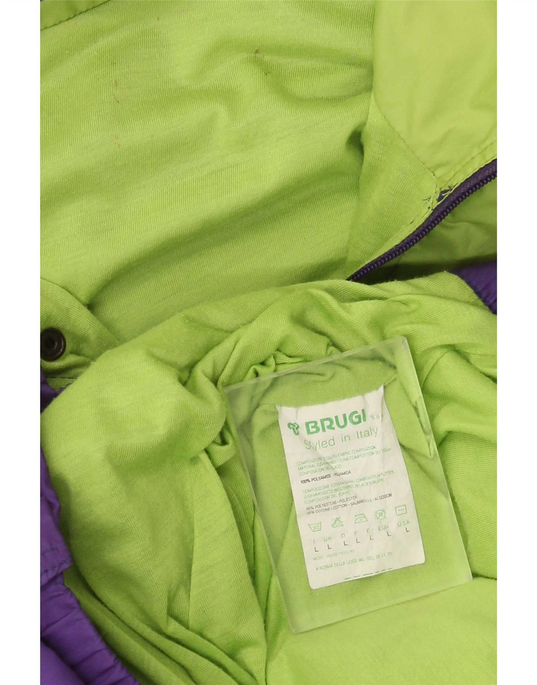 Brugi Mens Pullover Rain Jacket UK 40 Large Purple Colourblock Polyamide