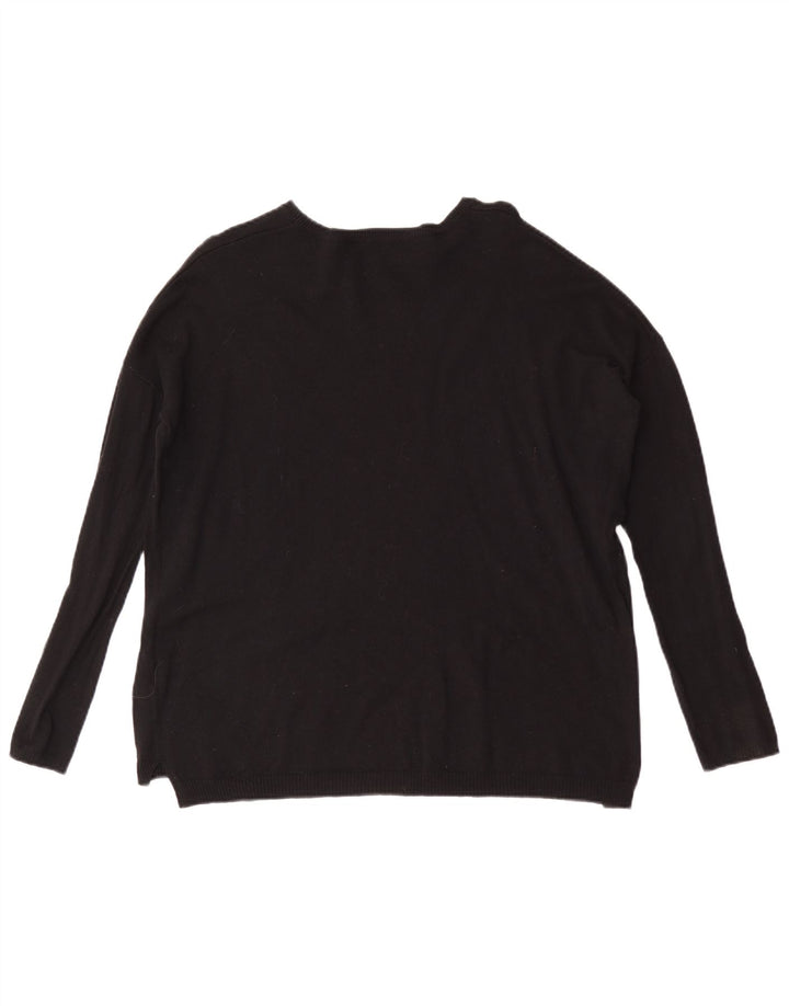 Zara Womens Oversized Boat Neck Jumper Sweater UK 14 Medium Black