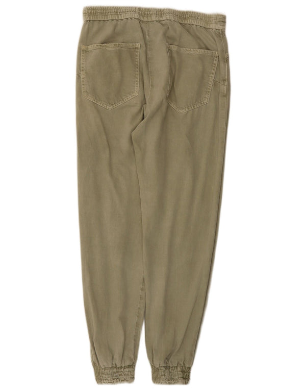 Zara Womens Joggers Casual Trousers XS W24 L26 Khaki Cotton