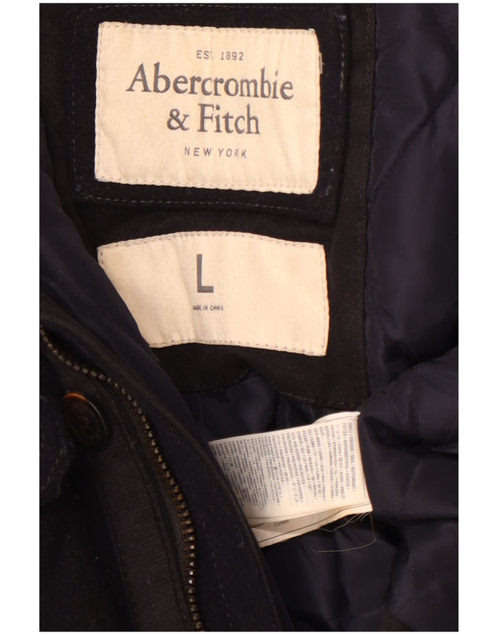 Abercrombie & Fitch Mens Military Jacket UK 40 Large Navy Blue Wool