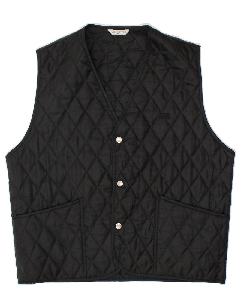 VINTAGE Mens Quilted Gilet UK 38 Medium Black Vintage Vintage and Second-Hand Vintage from Messina Hembry 