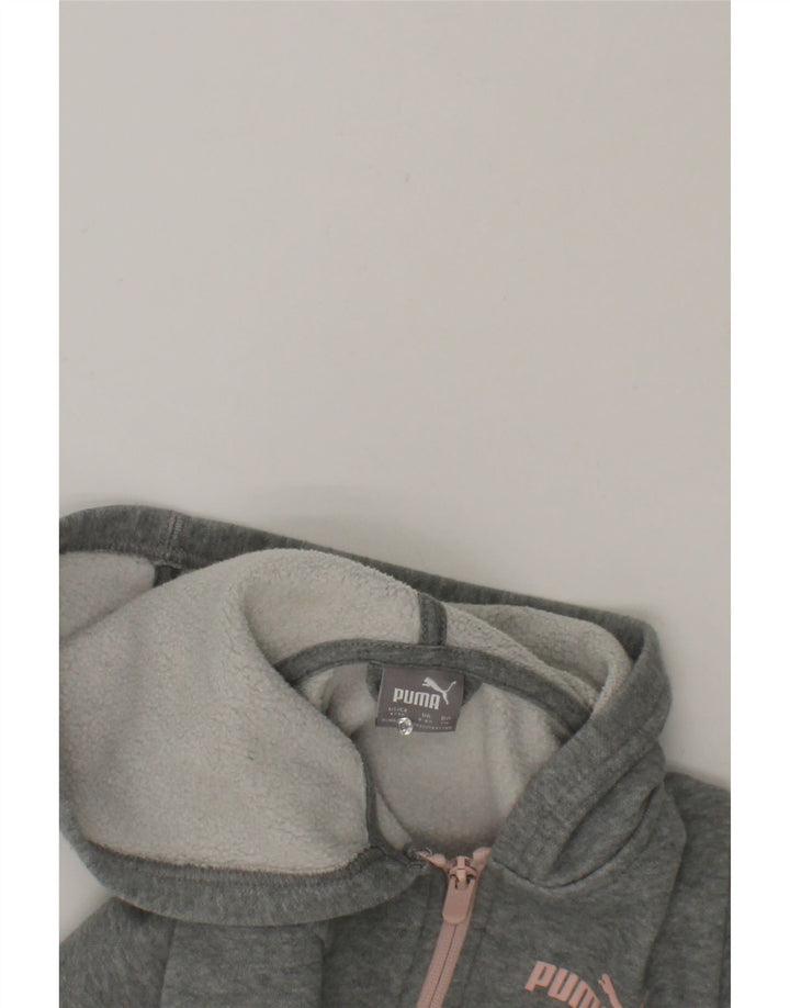 PUMA Girls Zip Hoodie Sweater 5-6 Years Grey Cotton Vintage Puma and Second-Hand Puma from Messina Hembry 