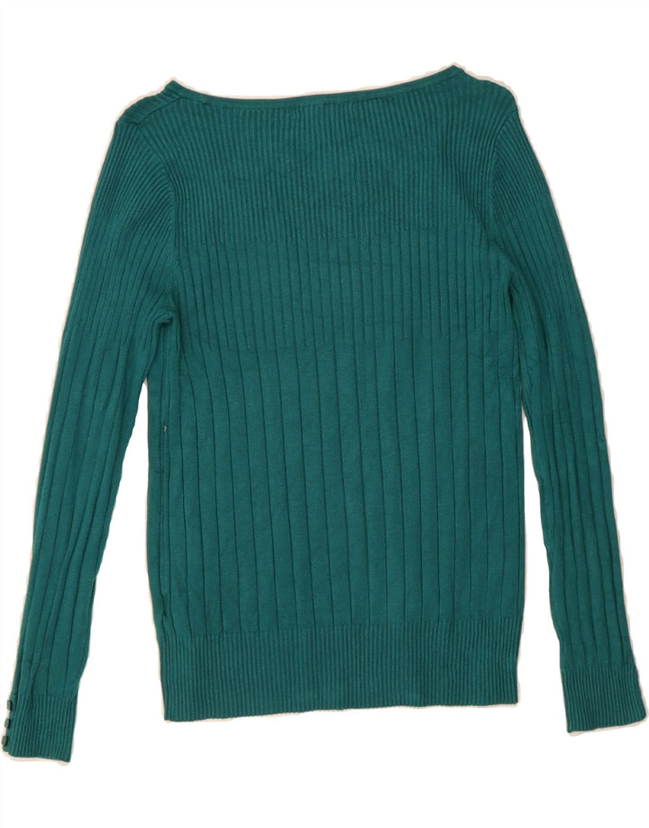 MARKS & SPENCER Womens Boat Neck Jumper Sweater UK 10 Small Green Vintage Marks & Spencer and Second-Hand Marks & Spencer from Messina Hembry 