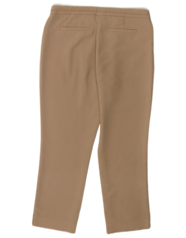 Monsoon Womens Slim Cropped Trousers UK 10 Small W30 L25 Beige Cotton