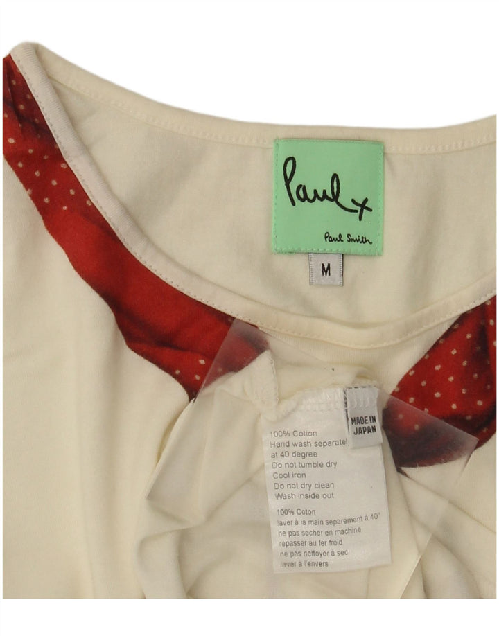 Paul Smith Womens Graphic T-Shirt Top UK 12 Medium White Cotton