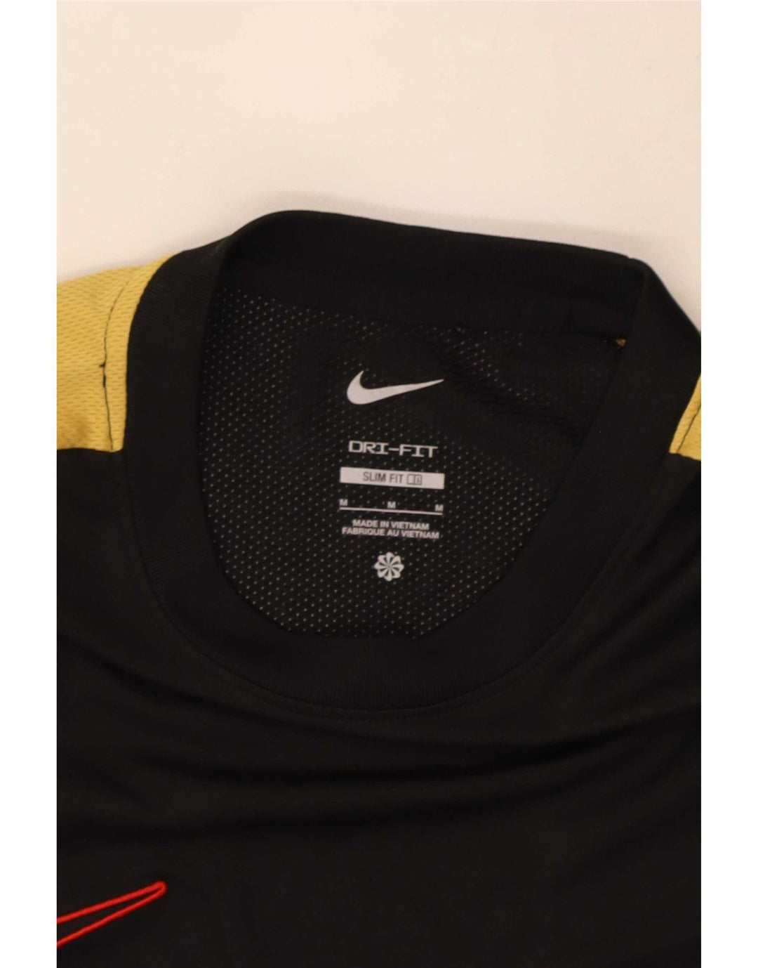 Nike Mens Dri Fit Slim T-Shirt Top Medium Black Colourblock Polyester