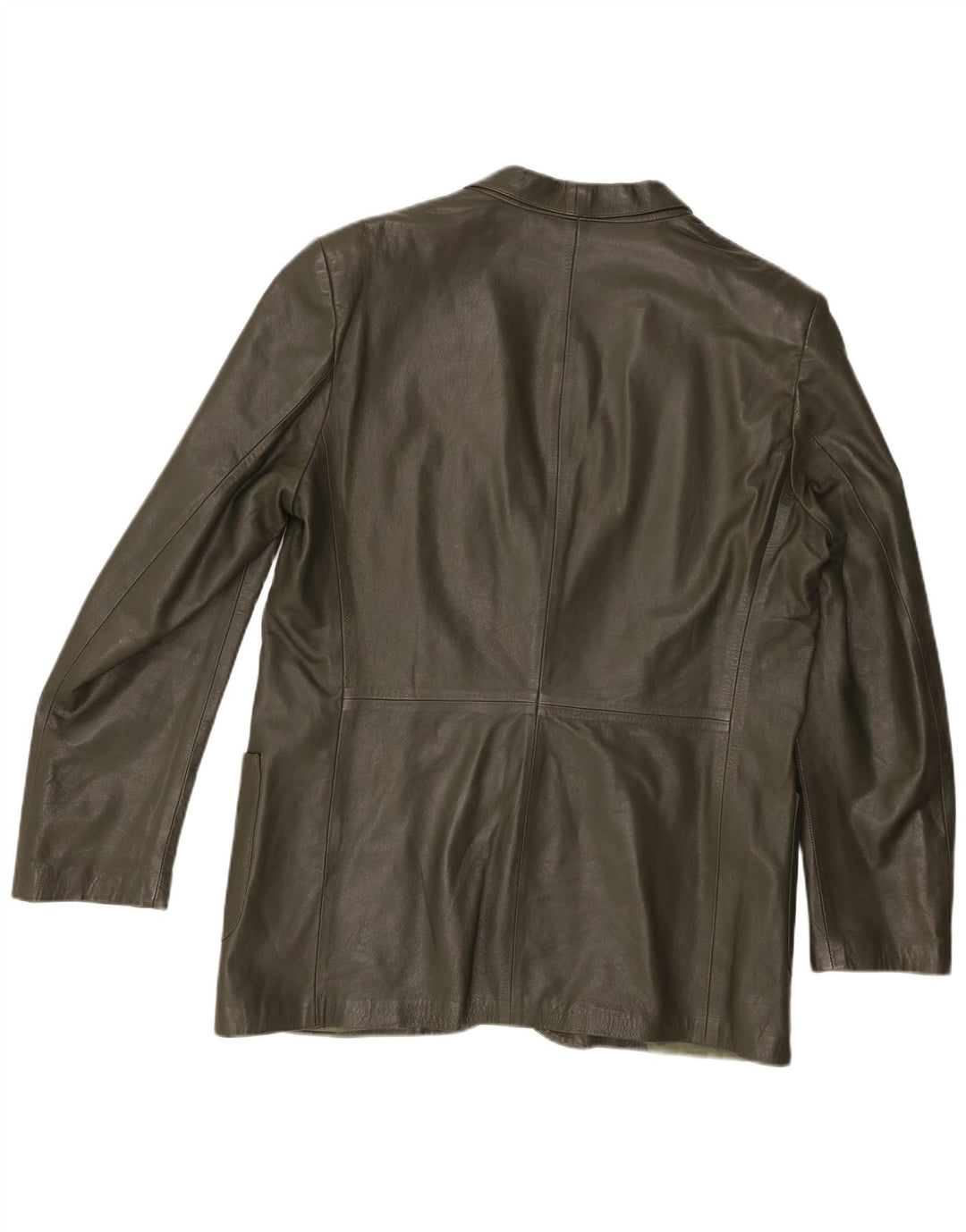 Vintage Mens 2 Button Leather Blazer Jacket IT 52 XL Green Leather