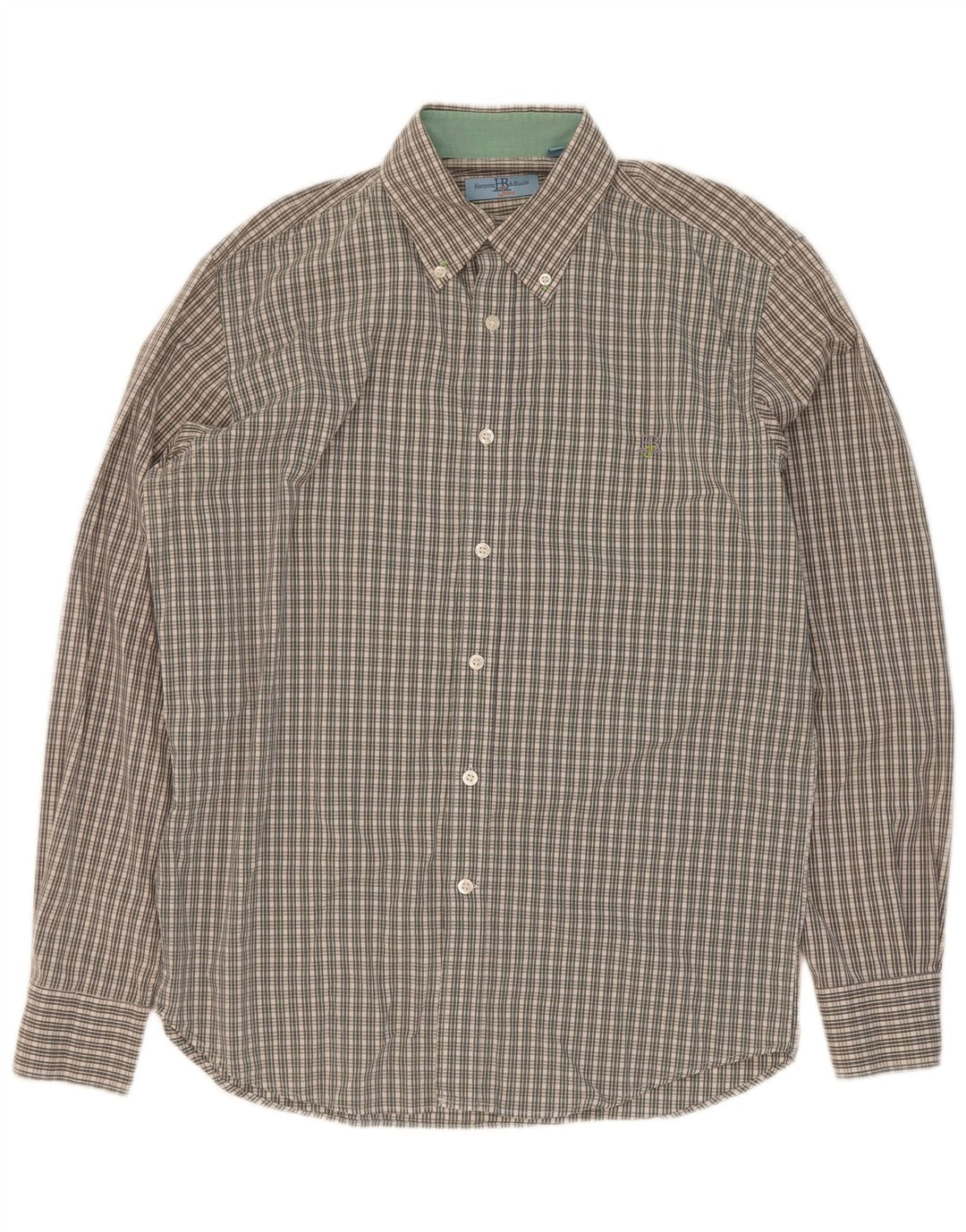 Harmont & Blaine Mens Shirt Large Green Check Cotton