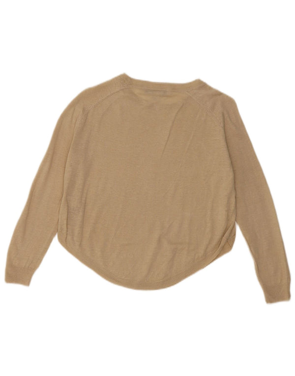 Massimo Dutti Girls Boat Neck Jumper Sweater 11-12 Years Beige Linen