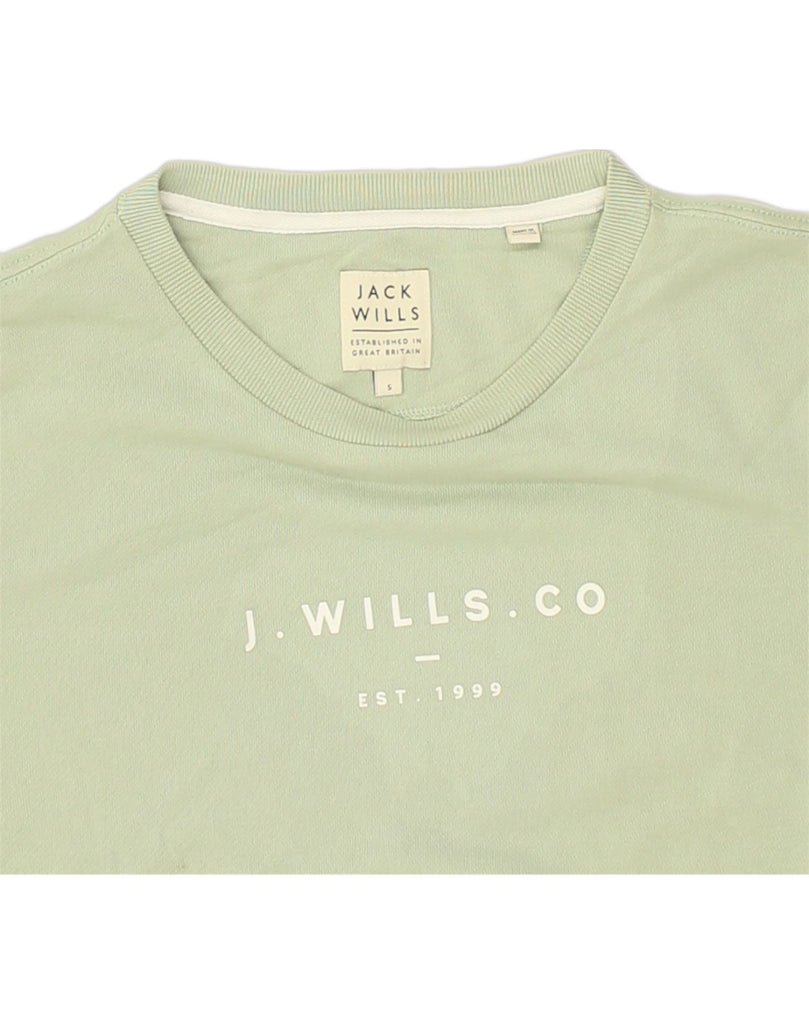 JACK WILLS Mens Graphic Sweatshirt Jumper Small Green Cotton | Vintage Jack Wills | Thrift | Second-Hand Jack Wills | Used Clothing | Messina Hembry 