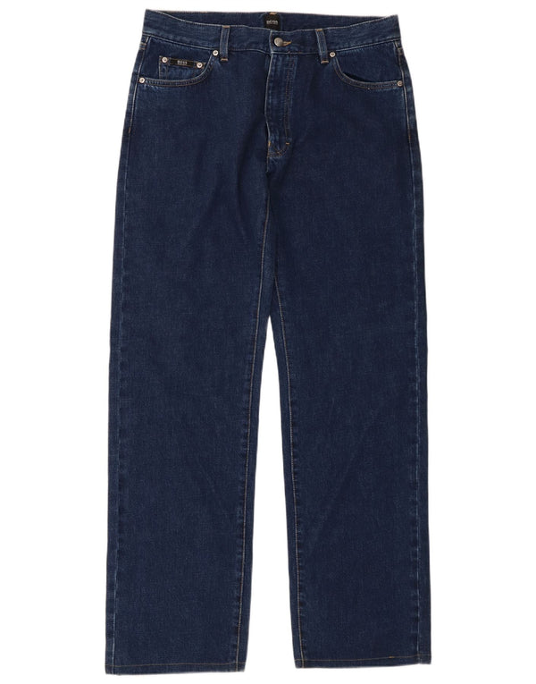 Hugo Boss Mens Texas Straight Jeans W34 L34 Navy Blue Cotton