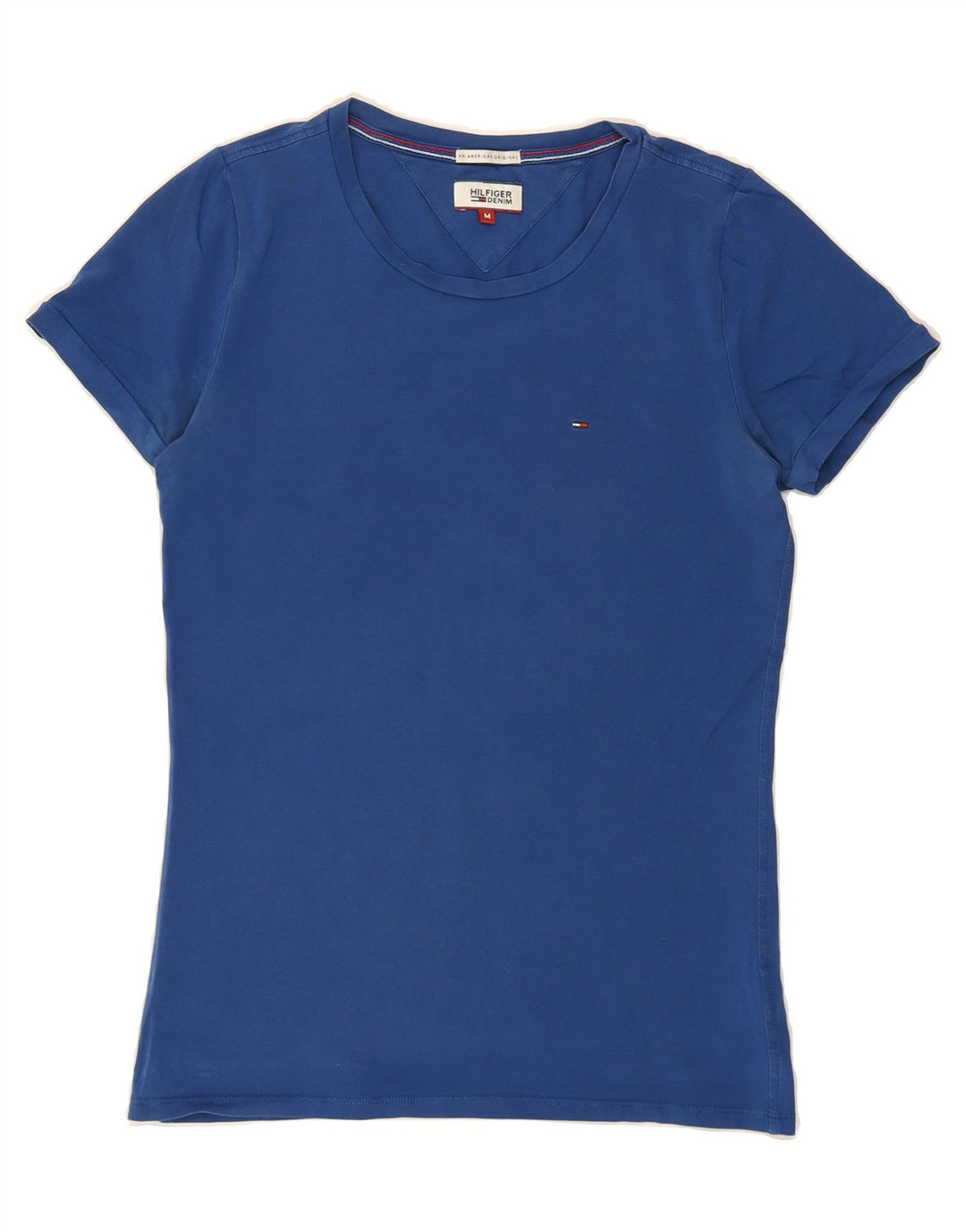 TOMMY HILFIGER Womens T-Shirt Top UK 12 Medium Blue Cotton Vintage Tommy Hilfiger and Second-Hand Tommy Hilfiger from Messina Hembry 