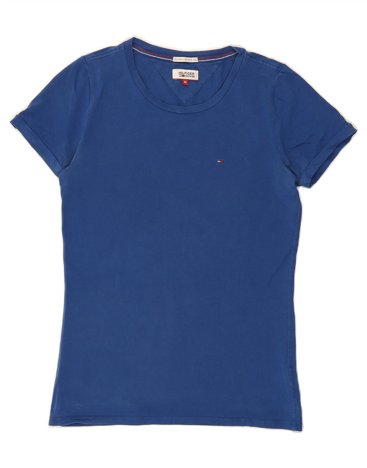 TOMMY HILFIGER Womens T-Shirt Top UK 12 Medium Blue Cotton Vintage Tommy Hilfiger and Second-Hand Tommy Hilfiger from Messina Hembry 