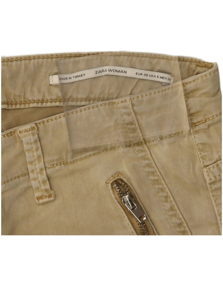 Zara Womens Slim Cargo Trousers EU 38 Small W28 L28 Beige