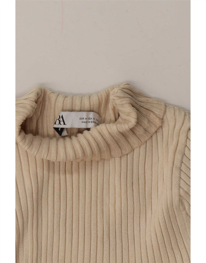 Zara Womens Turtle Neck Jumper Sweater UK 12 Medium Off White