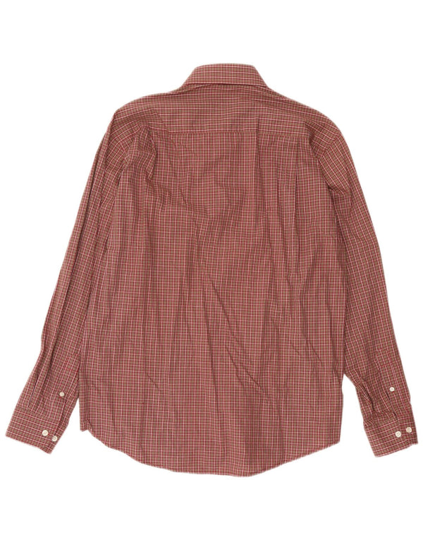 ASCOT SPORTS Mens Shirt Large Burgundy Gingham Cotton