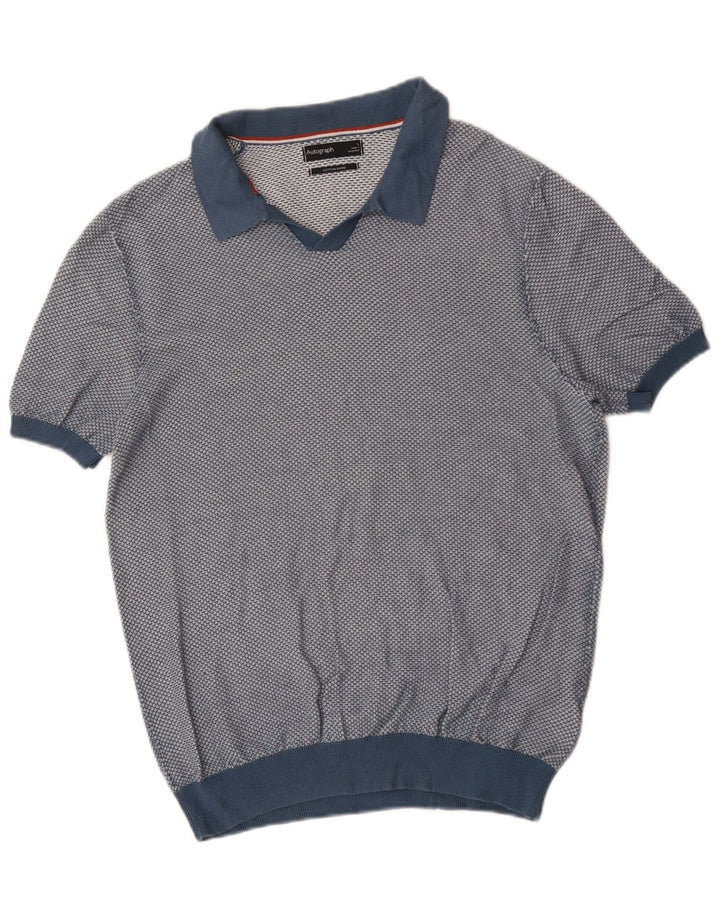 Marks & Spencer Mens Autograph Polo Neck Jumper Sweater Large Blue