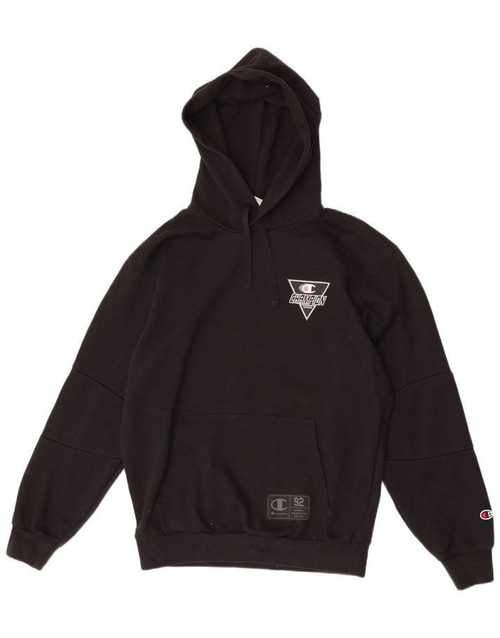 Champion Mens Graphic Hoodie Jumper Small Black Polyester