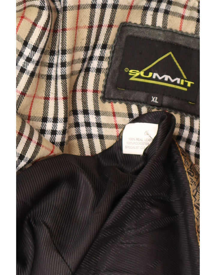 SUMMIT Mens Leather Coat UK 42 XL Black Leather