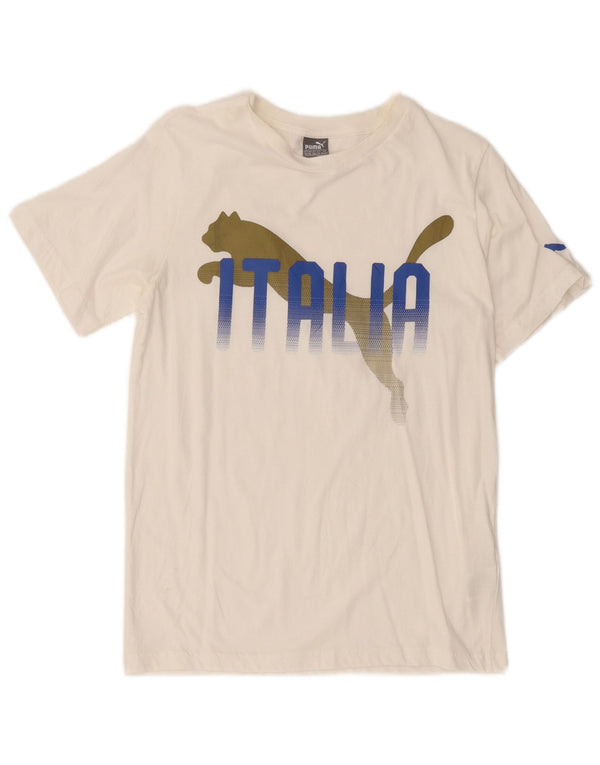PUMA Boys Graphic T-Shirt Top 13-14 Years White Cotton