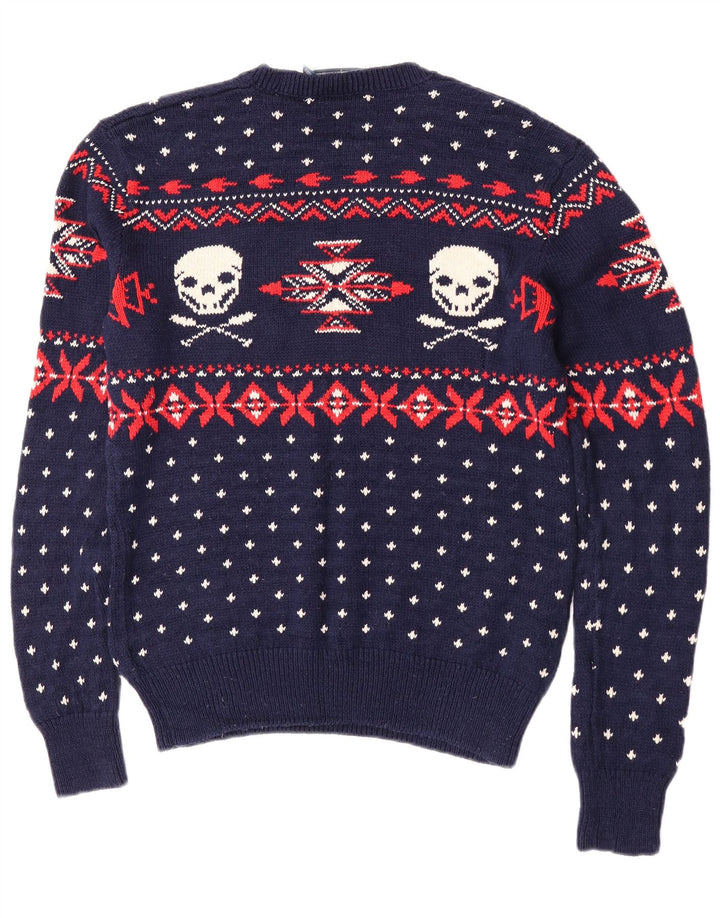 Polo Ralph Lauren Mens Crew Neck Jumper Sweater Small Navy Blue Skull