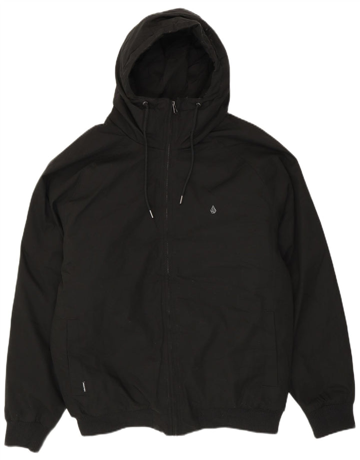 VOLCOM Mens Hooded Bomber Jacket UK 40 Large Black