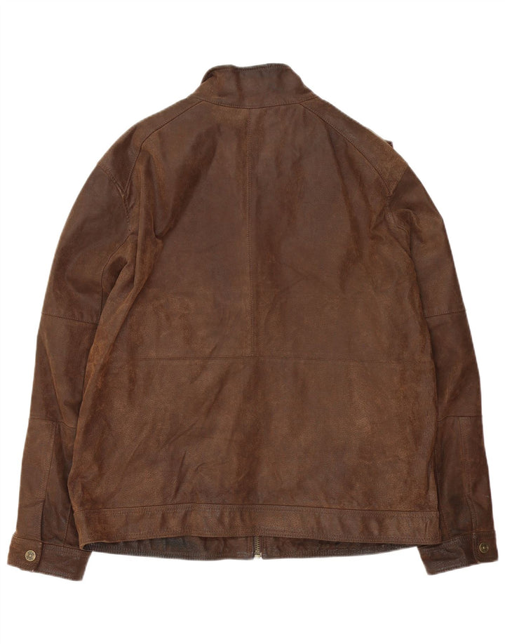 Marks & Spencer Mens Leather Jacket UK 42 XL Brown Leather