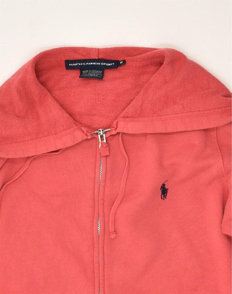 RALPH LAUREN Womens Zip Hoodie Sweater UK 14 Medium Red Cotton | Vintage Ralph Lauren | Thrift | Second-Hand Ralph Lauren | Used Clothing | Messina Hembry 