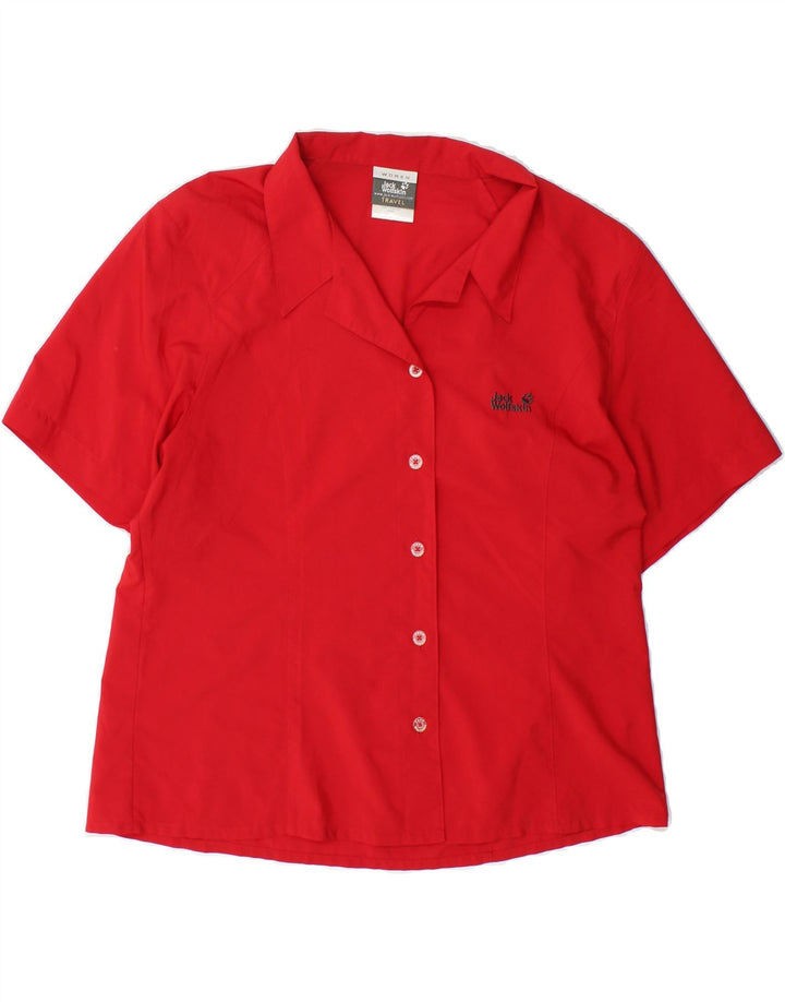 JACK WOLFSKIN Womens Short Sleeve Shirt Blouse UK 18 XL Red Polyester Vintage Jack Wolfskin and Second-Hand Jack Wolfskin from Messina Hembry 