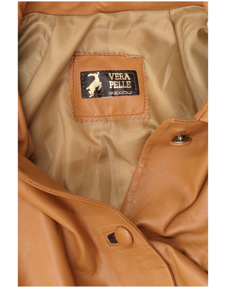 Vintage Womens Leather Coat UK 16 Large Brown Leather