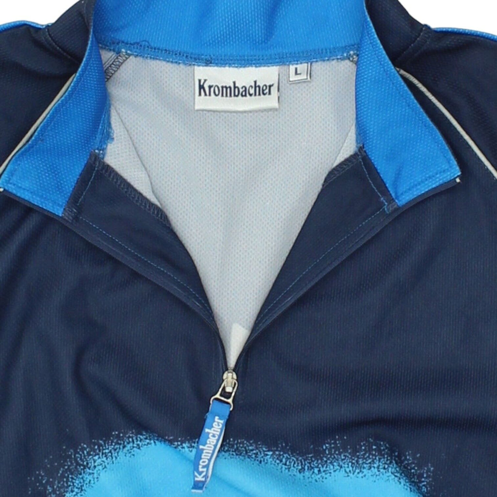 Krombacher Radler Mens Navy Half Zip Cycling Jersey | Vintage Bikewear VTG | Vintage Messina Hembry | Thrift | Second-Hand Messina Hembry | Used Clothing | Messina Hembry 