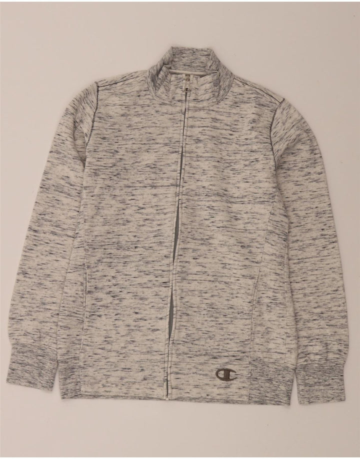 CHAMPION Womens Tracksuit Top Jacket UK 14 Large Grey Flecked Cotton Vintage Champion and Second-Hand Champion from Messina Hembry 