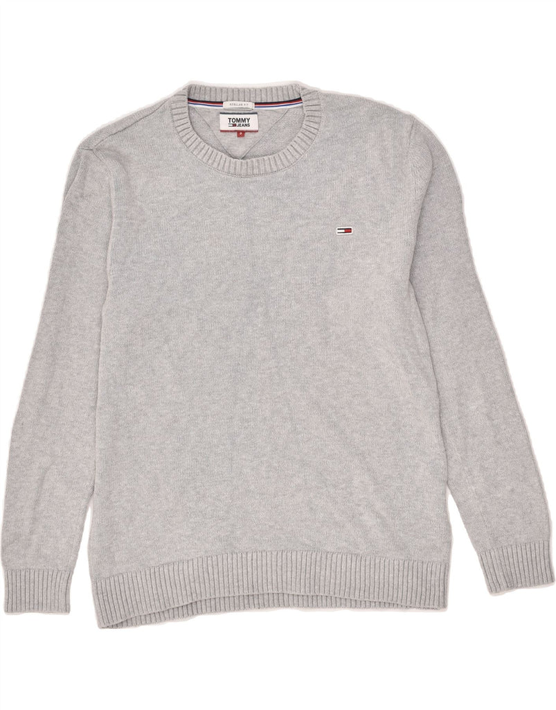 TOMMY HILFIGER Mens Regular Fit Crew Neck Jumper Sweater Small Grey Cotton | Vintage Tommy Hilfiger | Thrift | Second-Hand Tommy Hilfiger | Used Clothing | Messina Hembry 