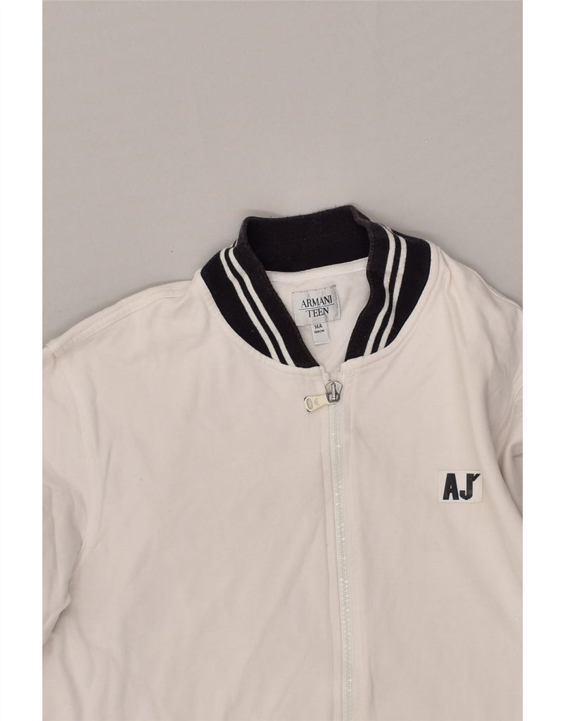 ARMANI TEEN Boys Tracksuit Top Jacket 13-14 Years White Cotton | Vintage Armani Teen | Thrift | Second-Hand Armani Teen | Used Clothing | Messina Hembry 