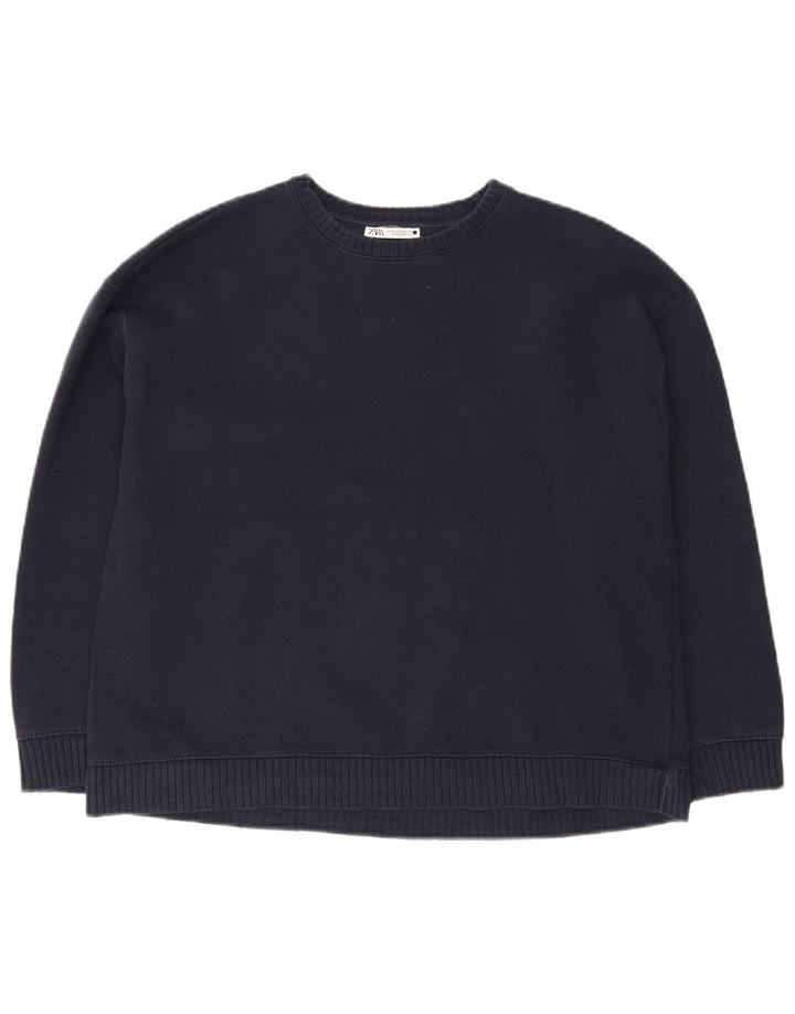 ZARA Womens Oversized Sweatshirt Jumper UK 14 Medium Navy Blue