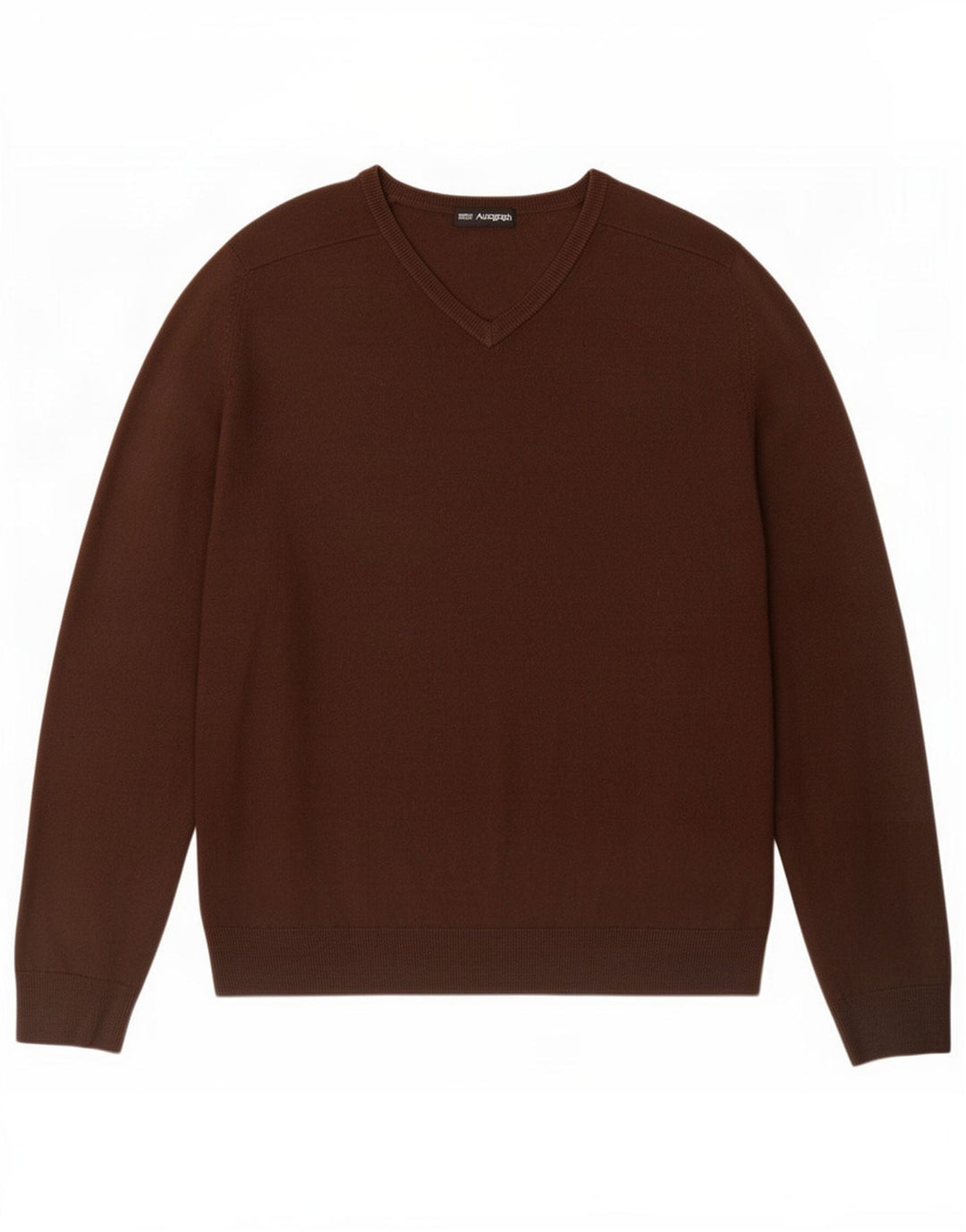 Marks & Spencer Mens V-Neck Jumper Sweater Large Brown Acrylic