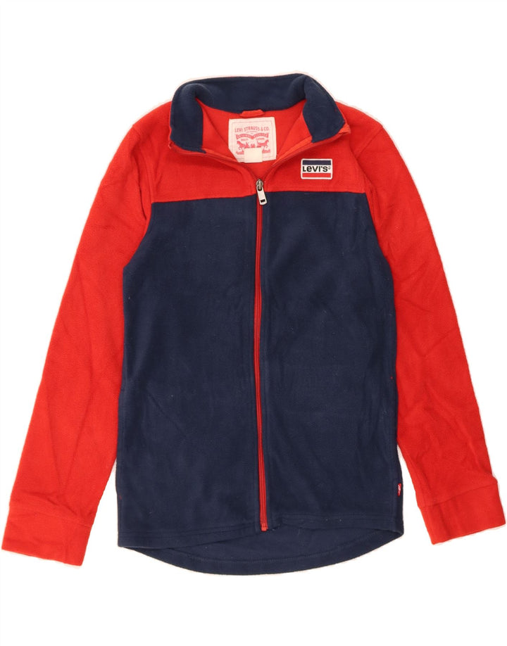 LEVI'S Boys Fleece Jacket 12-13 Years Large Navy Blue Colourblock Vintage Levi's and Second-Hand Levi's from Messina Hembry 