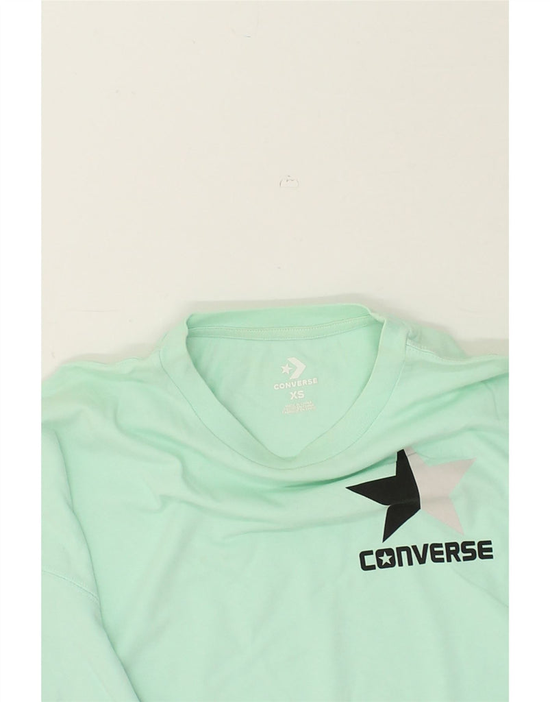 CONVERSE Womens Oversized Graphic Top Long Sleeve UK 6 XS Green | Vintage Converse | Thrift | Second-Hand Converse | Used Clothing | Messina Hembry 