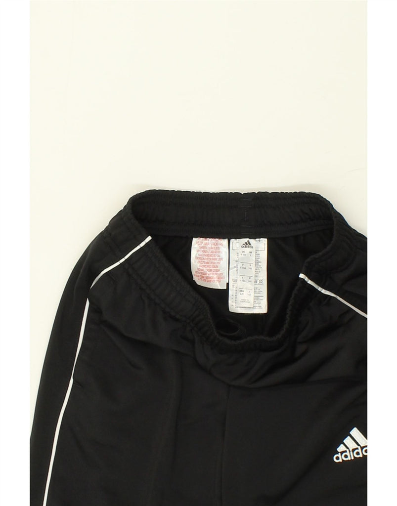 ADIDAS Boys Graphic Tracksuit Trousers Joggers 9-10 Years Black Polyester | Vintage Adidas | Thrift | Second-Hand Adidas | Used Clothing | Messina Hembry 