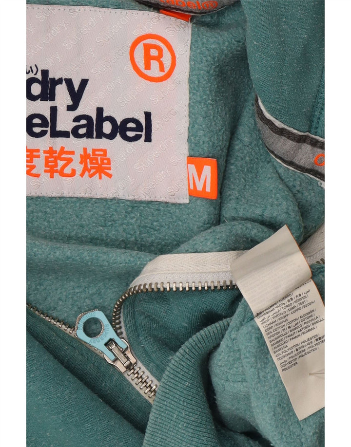 Superdry Mens Zip Hoodie Sweater Medium Green Flecked Cotton