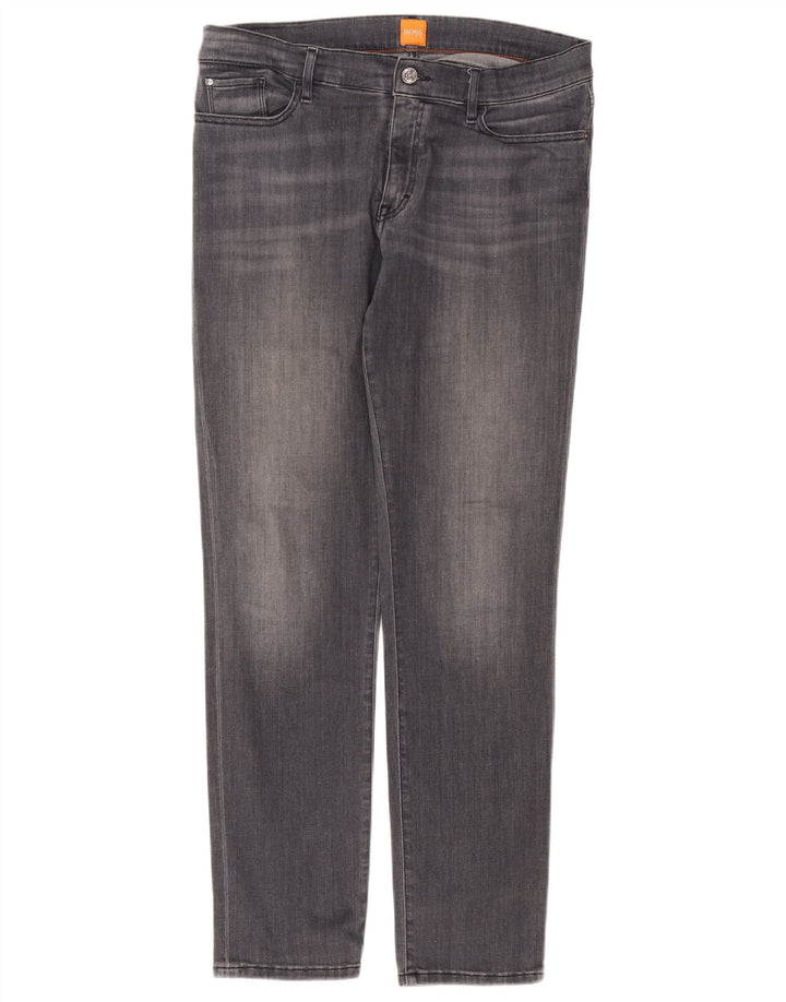 Hugo Boss Mens Straight Jeans W32 L34  Grey Cotton
