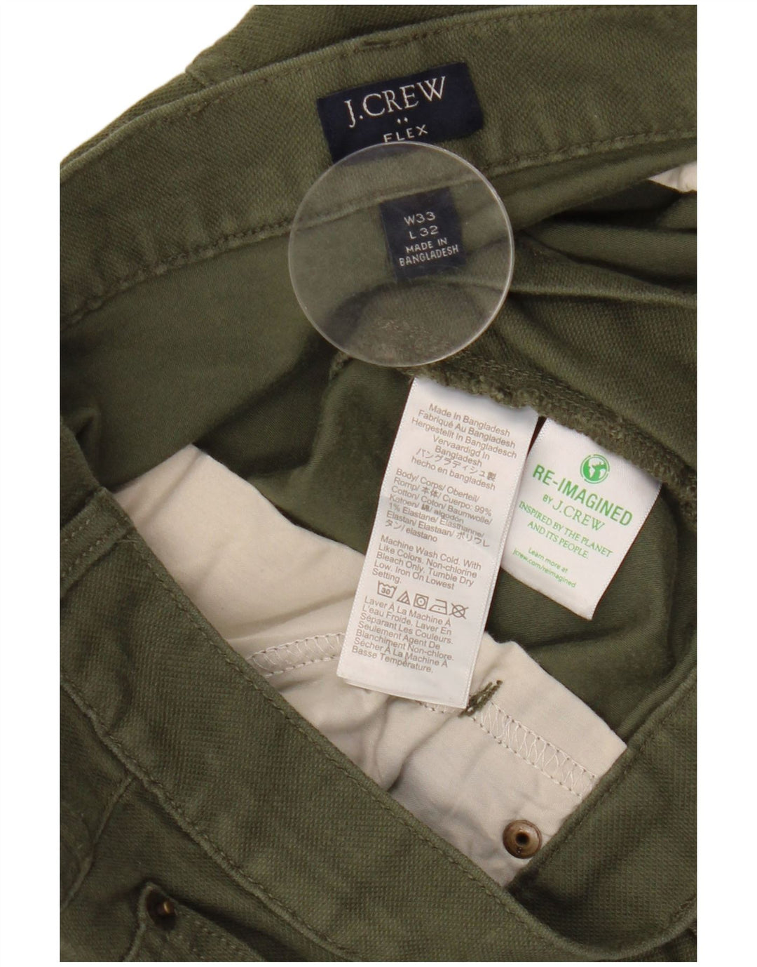 J. Crew Mens Flex Slim Fit Casual Trousers W33 L32 Khaki Cotton