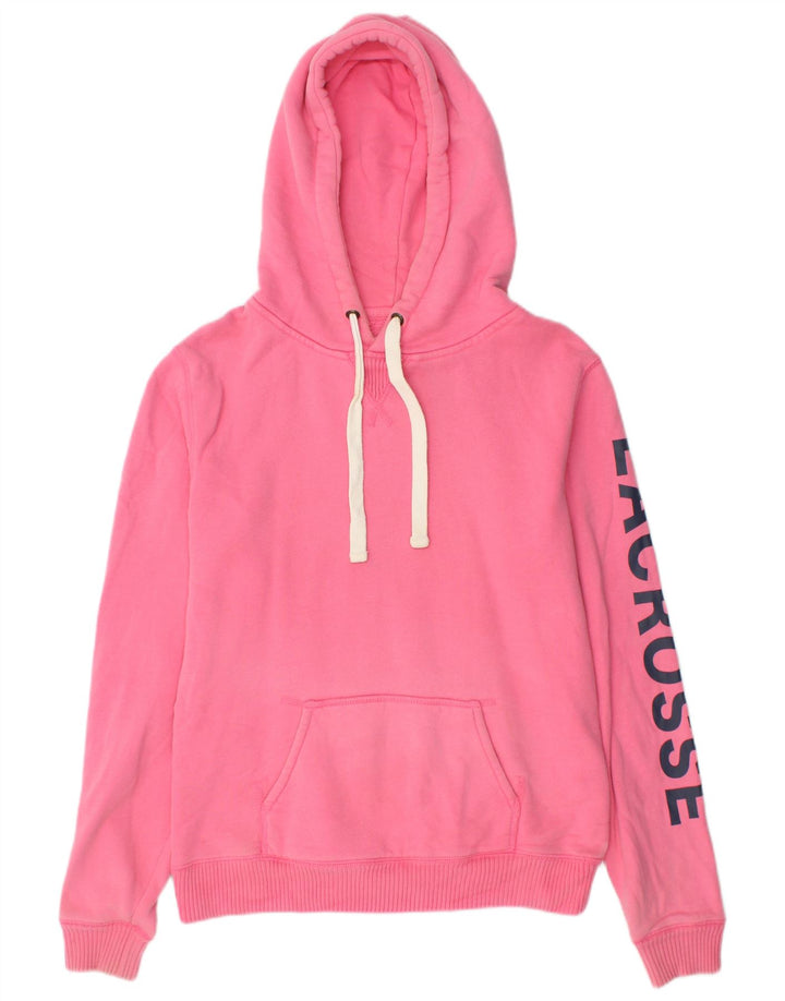 JACK WILLS Womens Graphic Hoodie Jumper UK 12 Medium Pink Cotton