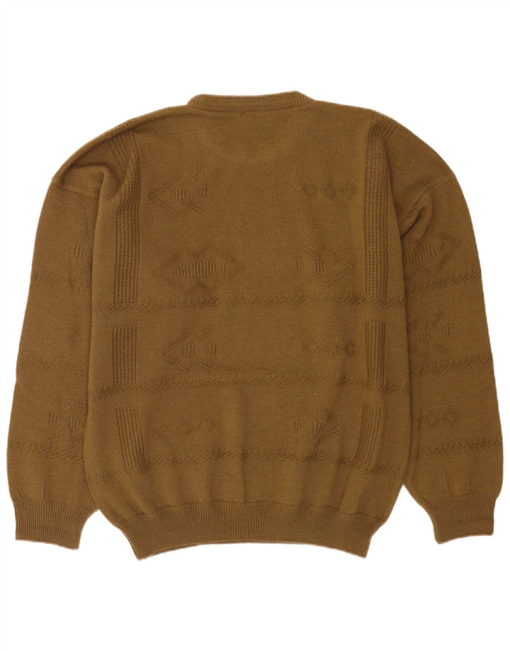 Vintage Mens Crew Neck Jumper Sweater XL Khaki Wool