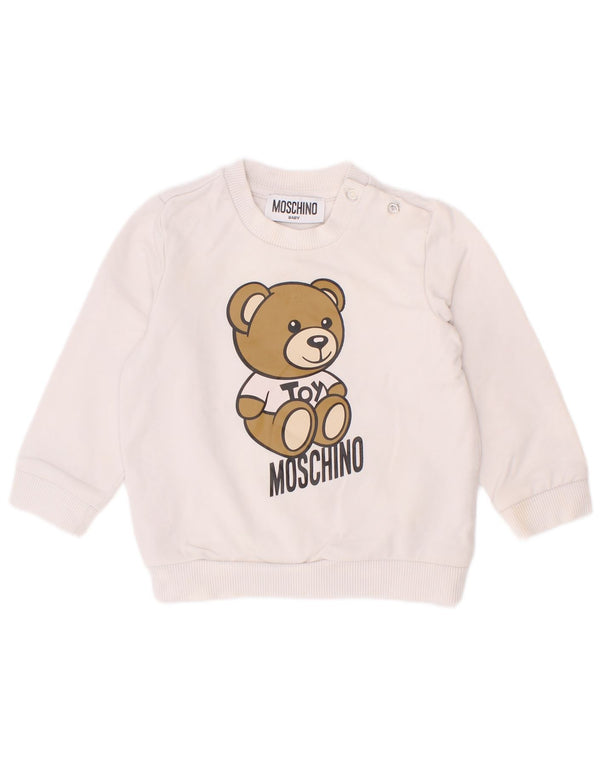 Moschino Baby Boys Graphic Sweatshirt Jumper 9-12 Months White Cotton