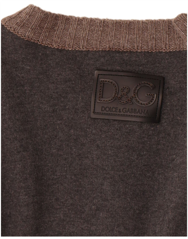 Dolce & Gabbana Mens Cardigan Sweater UK 10 Small Grey Colourblock Cotton